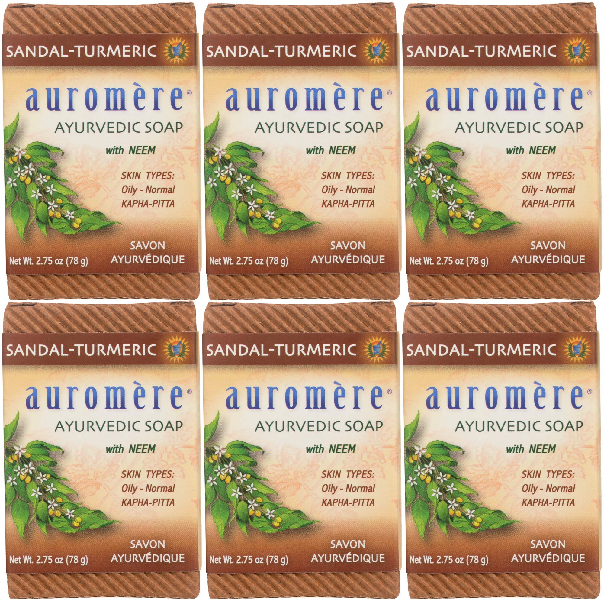 Product image of Auromere Ayurvedic Bar Soap Sandal Turmeric Eco Friendly Handmade Vegan Cruelty Free Natural Non GMO 2.75 oz